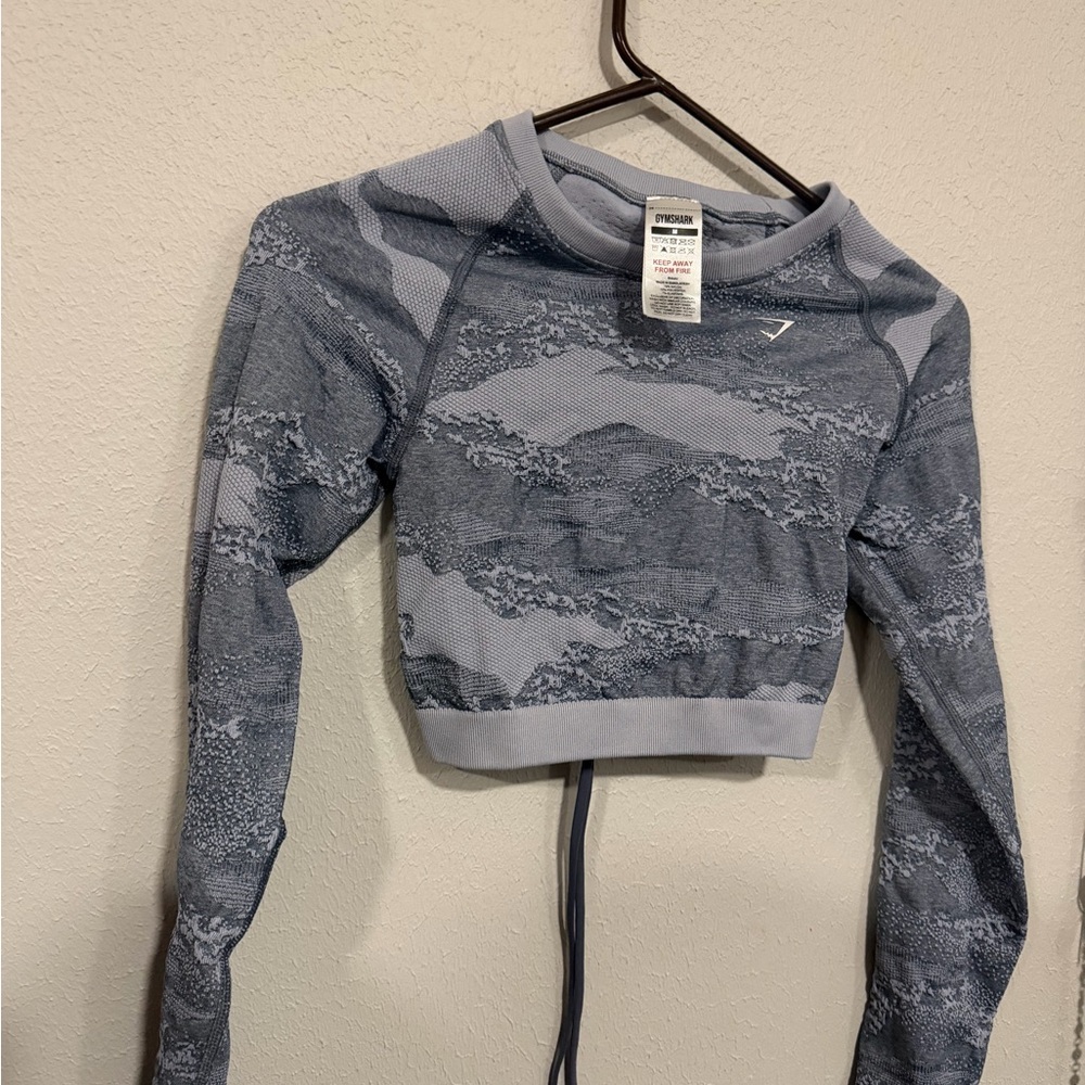 Gymshark Grey Camo Seamless Long-Sleeve Crop Top